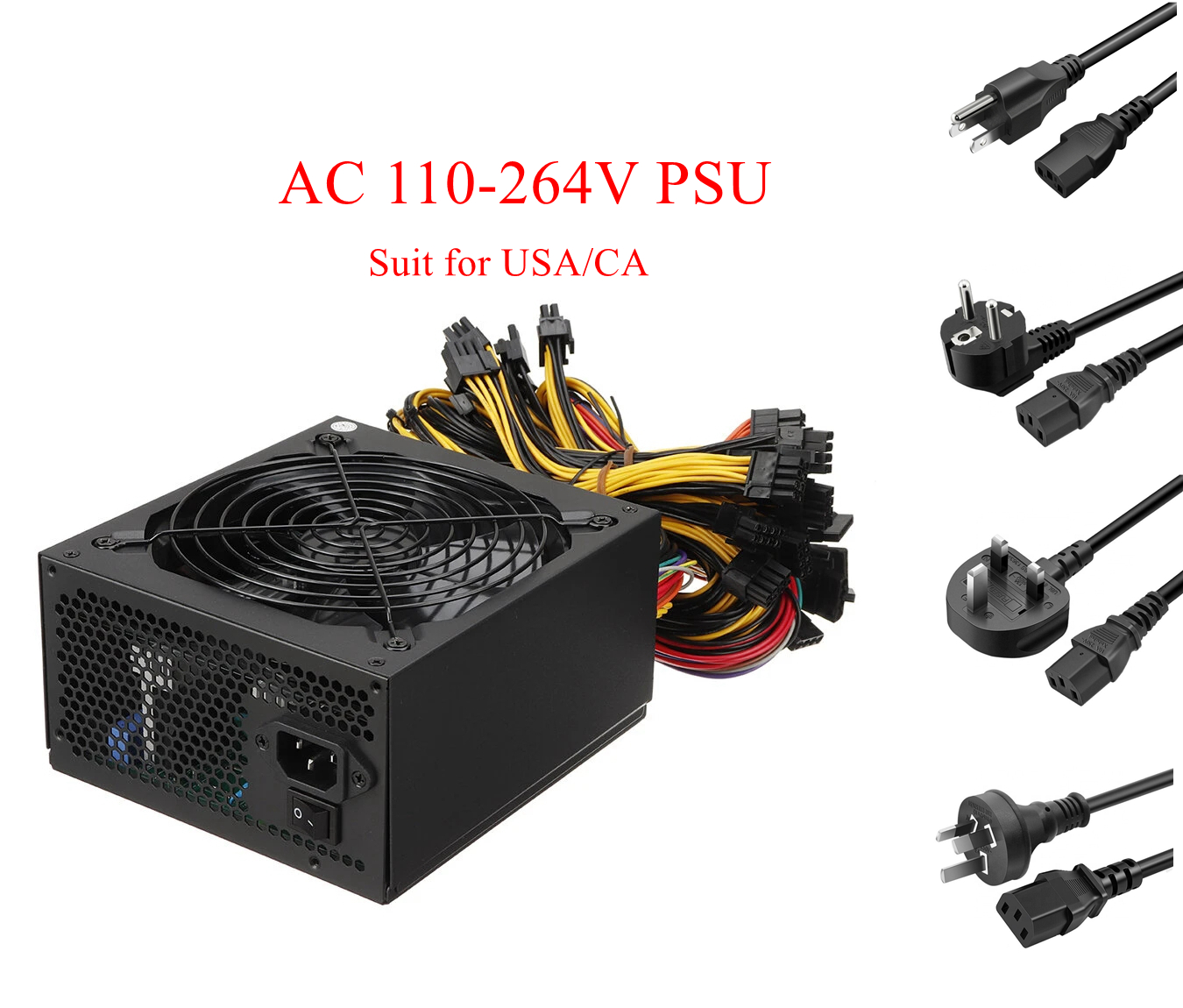 AC 110~264V Full Voltage Chargers 6/8 GPU Cards Power Supply 2000W Miner Graphics Card PSU For ETH/Bitcoin Mining
AC 110~264V Full Voltage Chargers 6/8 GPU Cards Power Supply 2000W Miner Graphics Card PSU For ETH/Bitcoin Mining