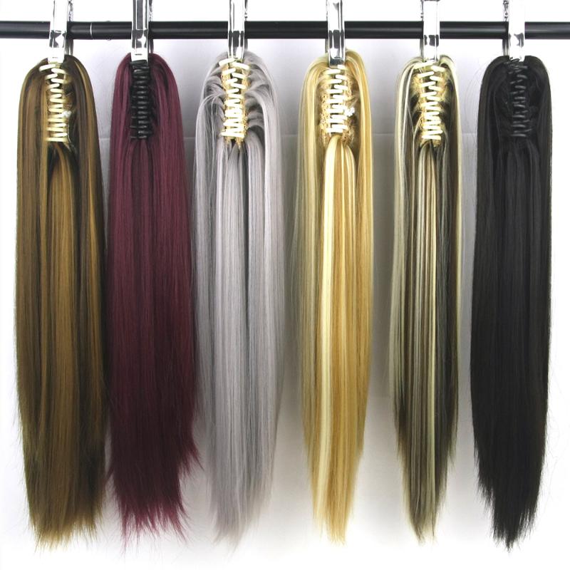 Synthetic Wigs Soowee 24'' Straight Hair Clip In Red Pink Claw Ponytail Hairpieces Pony women wigs
