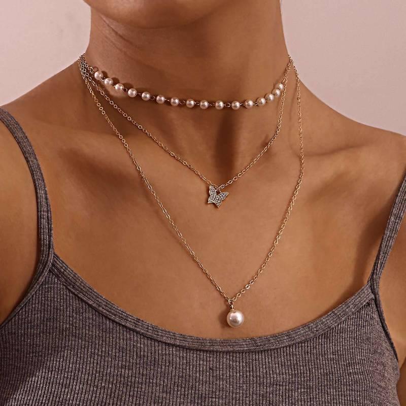 Pendant Necklaces Vintage Boho Pearl Choker Rhinestones Butterfly Chain Necklace For Women Gold Color Collar Fashion Jewelry Gift, Silver
Pendant Necklaces Vintage Boho Pearl Choker Rhinestones Butterfly Chain Necklace For Women Gold Color Collar Fashion Jewelry Gift, Silver