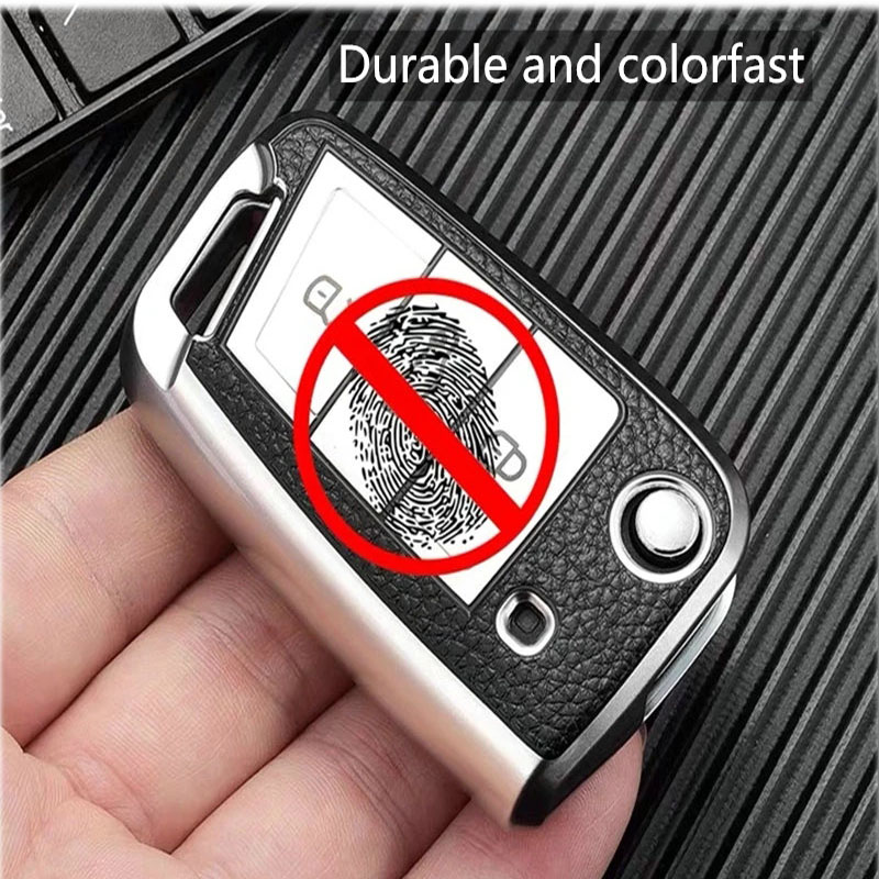 Car TPU Key Case Leather Keychain Keys Covers For VW Volkswagen MK7/GTI 7/Golf 7/Golf R Skoda Octavia A7 SEAT Folding Auto Remote Fob Cover