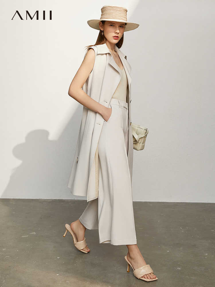 Minimalism Summer Women's Pants Offical Lady Solid High Waist Loose Female Trousers Causal Suit 12140279 210527