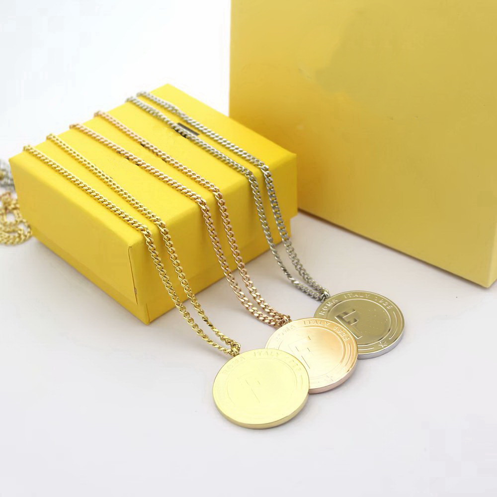 Europe America Fashion Style Lady 316L Titanium steel Engrave F Letter 18K Plated Gold Long Necklaces With Round Disk Pendant 3 Color, Silver
Europe America Fashion Style Lady 316L Titanium steel Engrave F Letter 18K Plated Gold Long Necklaces With Round Disk Pendant 3 Color, Silver