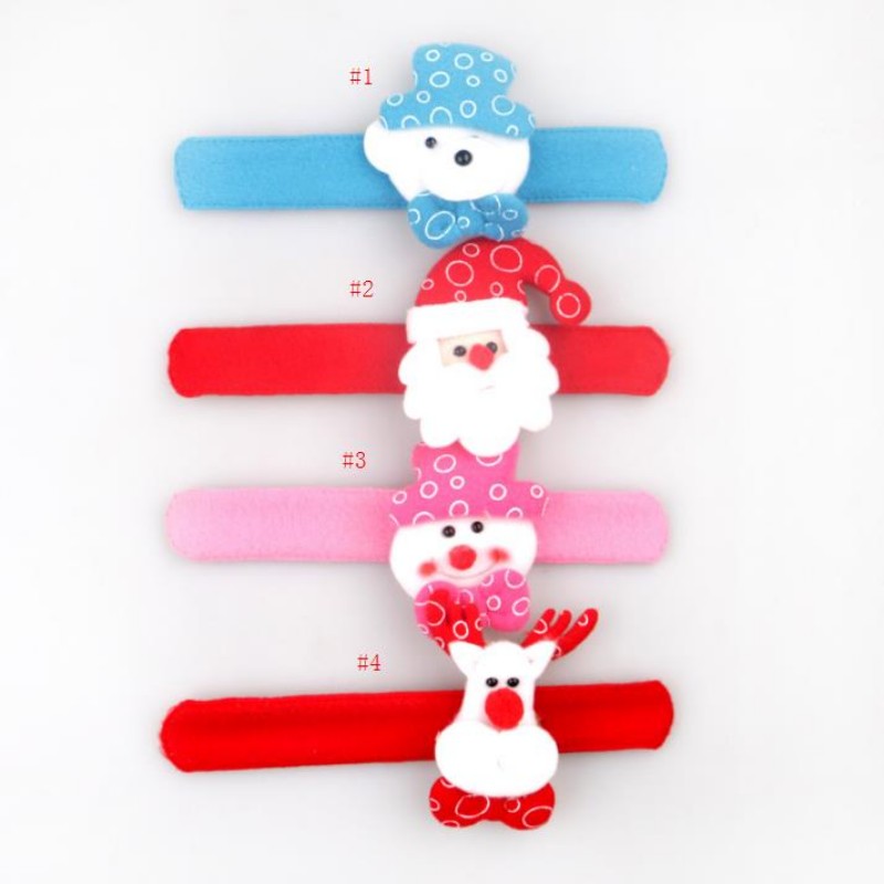 Christmas LED Patting Circle Bracelet Santa Claus Snowman Deer Wrist Band New Year Party Holiday Decorations Kids Gift Free shipping