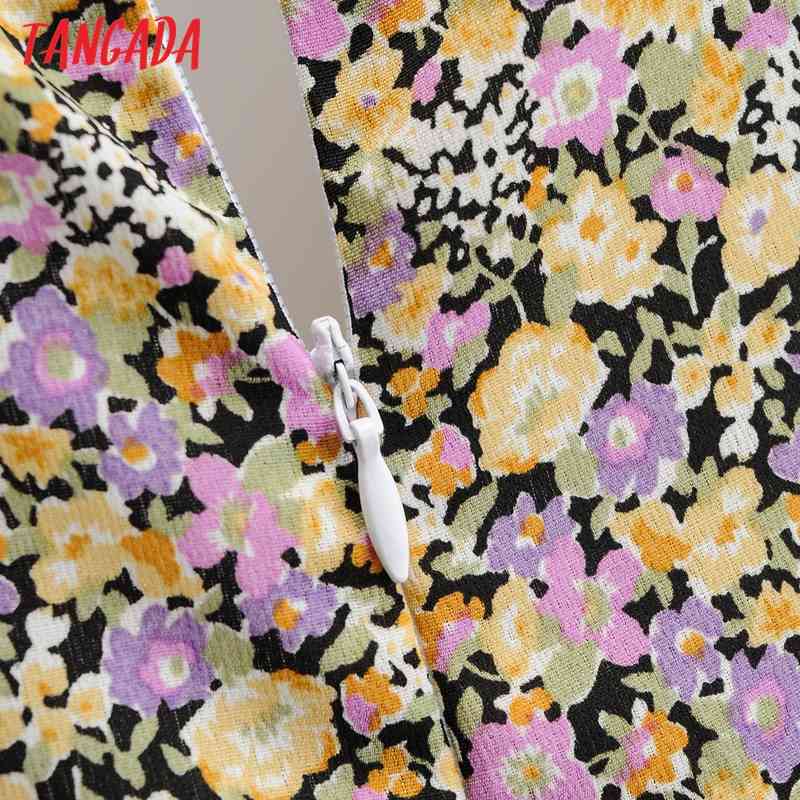 Women Flowers Print Summer Ruffles Slash V Neck Short Sleeve Ladies Mini Dress 1F89 210416