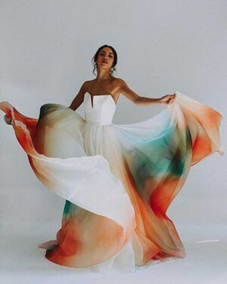 Women Dress Rainbow Printed Maxi es Strapless Backless Sexy High Waist Large Hem Plus Size Party es 210524