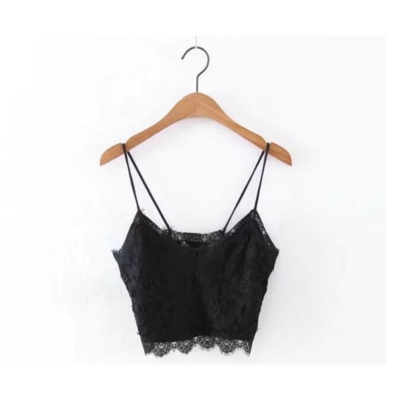 Toppies Women Summer Mint Green Solid Color Lace Crop Tops V-neck Sexy Strap Bra Camis 210625