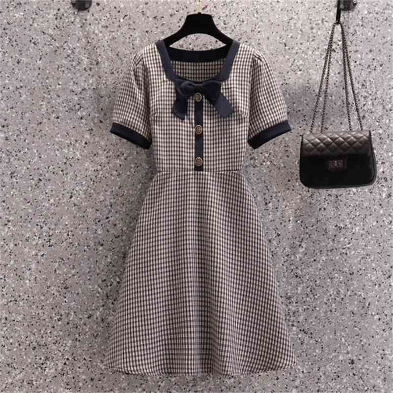 Korean Summer Women Plaid Chic Short Sleeve Casual Dress Sweet Bow High Waist A-Line Mini Vestido Plus Size 210519, Photo color
Korean Summer Women Plaid Chic Short Sleeve Casual Dress Sweet Bow High Waist A-Line Mini Vestido Plus Size 210519, Photo color