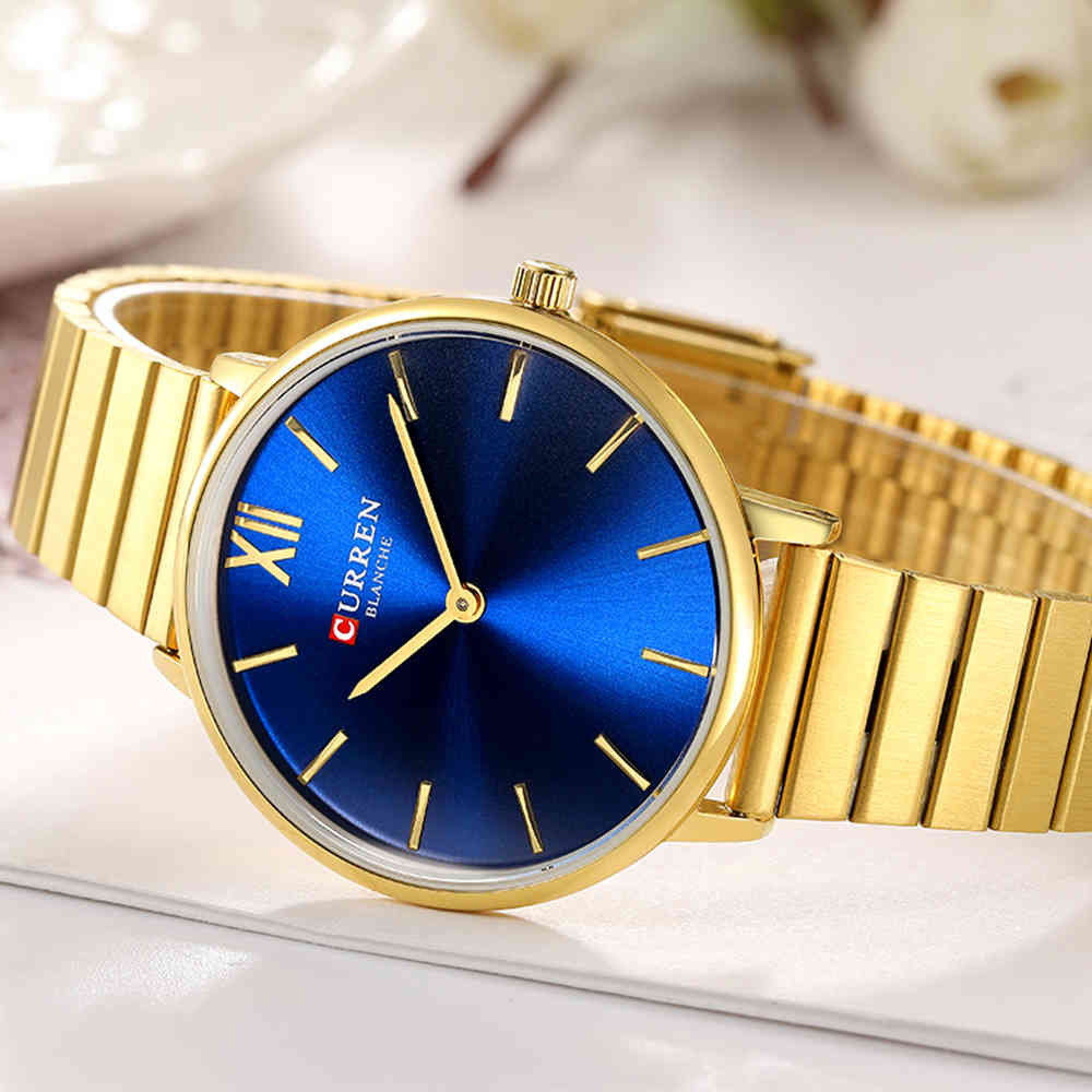 CURREN Women watch Fashion Luxury Design Lady simple girl Wristwatch Quartz Watches Women's Dress Bracelet Clock bayan kol saati 210517, Gold blue
CURREN Women watch Fashion Luxury Design Lady simple girl Wristwatch Quartz Watches Women's Dress Bracelet Clock bayan kol saati 210517, Gold blue