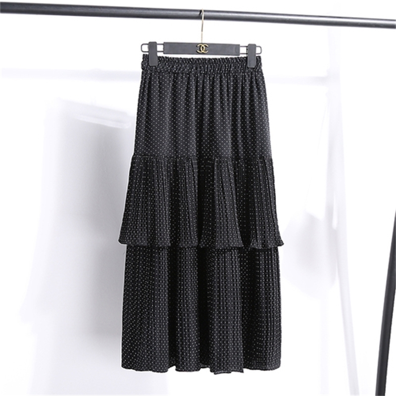Fashion skirts womens clothing high waist white dot black chiffon ruffles leopard summer Pleated 3505 50 210510