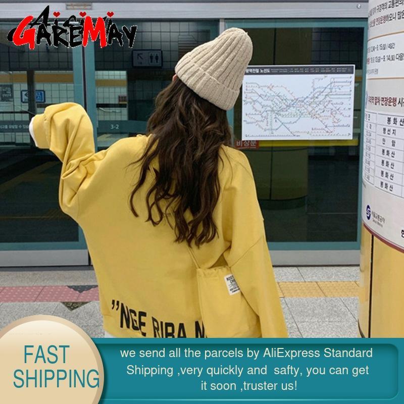 Autumn Loose Coloured Sanitary Clothes + Bottom Pants 2piece set women two piece outfits pink 210428