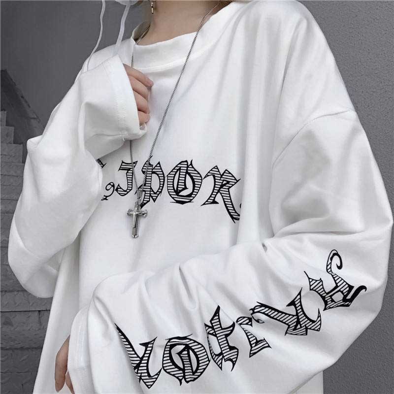 NiceMix Cartoon Horror Graphic T-shirt Women Character Print Loose Punk Japanese T Shirts Pullover Top Harajuku Street Tees 210406