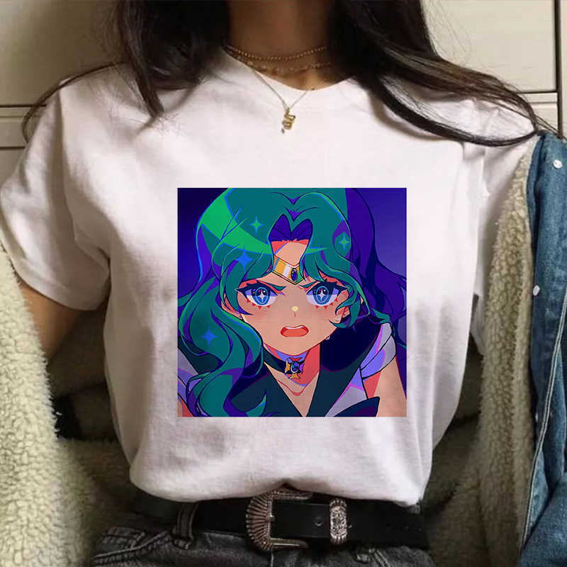 Tops kawaii Sailor Moon Graphic T-shirt Women Japan Anime Tshirt 2021 Fashion Harajuku Aesthetic White tshirt Female T Shirt X0527