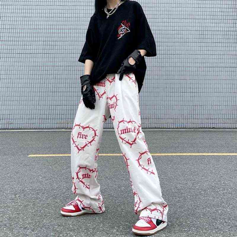MINGLIUSILI Y2k Pants Women Fashion Autumn Gothic Wide Leg Pant Punk Streetwear Loose Casual Vintage Trousers 211124