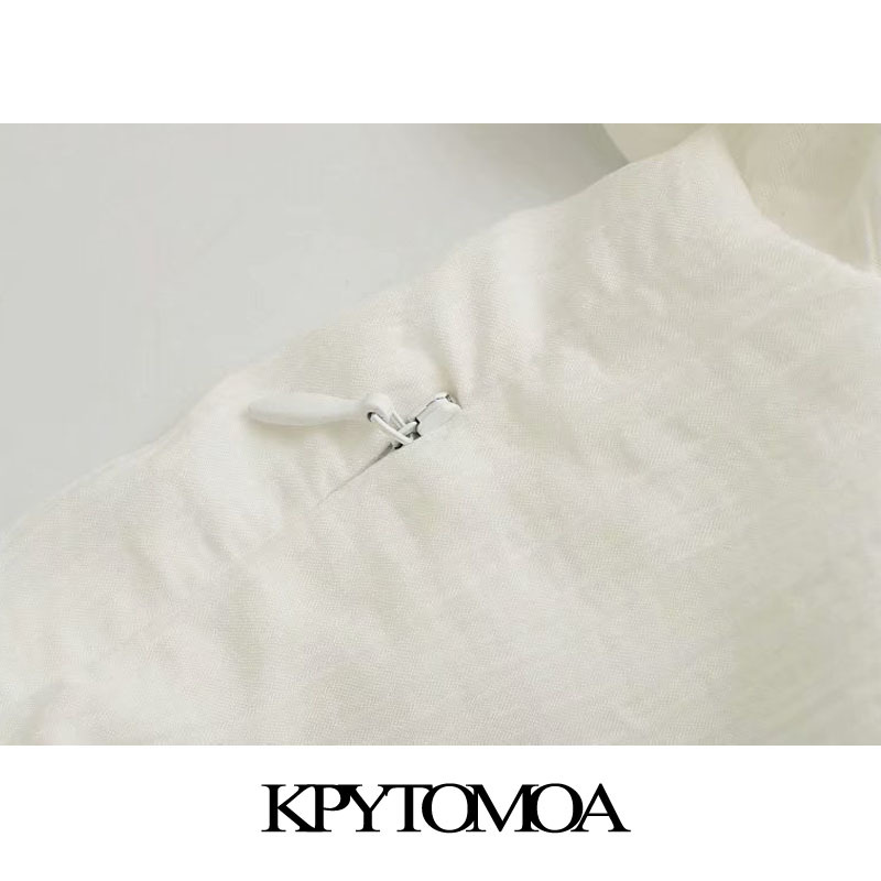 Women Elegant Fashion Solid Pleated Midi Dress V Neck Puff Sleeve Female Dresses Chic Vestidos Mujer 210420