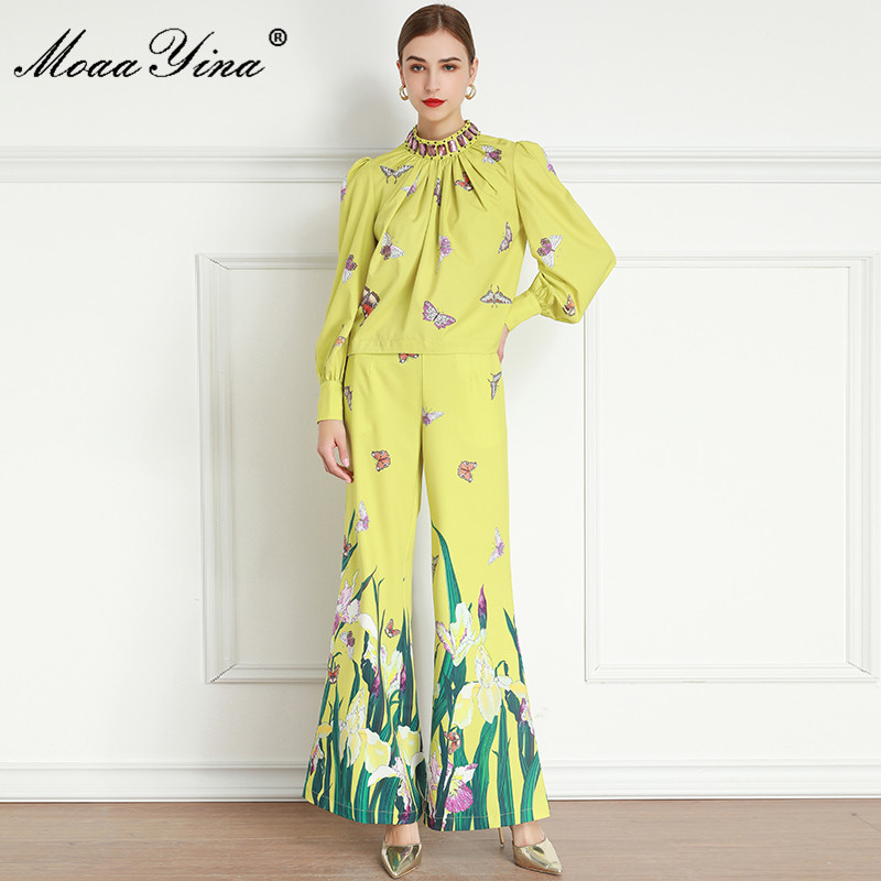 Fashion Set Spring Autumn Women's Diamond Stand collar Lantern Sleeve Tops+bell-bottoms Floral-Print Two-piece set 210524, Multi
Fashion Set Spring Autumn Women's Diamond Stand collar Lantern Sleeve Tops+bell-bottoms Floral-Print Two-piece set 210524, Multi