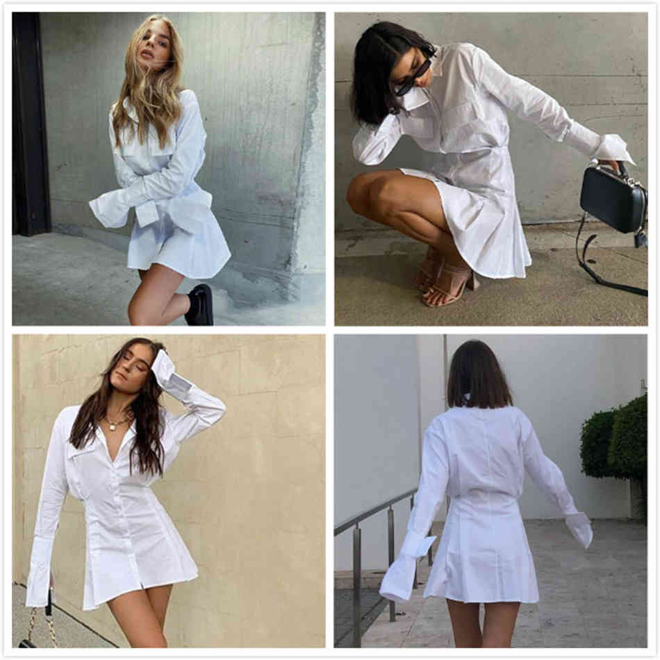 Free Women's Green Long Shirt Dress Sexy Lapel Flare Sleeve Single Breasted Bodycon Club Party Vestidos 210524