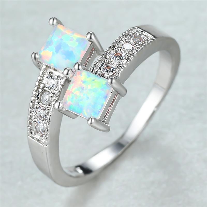Cute Female White Opal Stone Ring Charm Silver Color Thin Engagement Vintage Bridal Square Wedding Rings For Women
Cute Female White Opal Stone Ring Charm Silver Color Thin Engagement Vintage Bridal Square Wedding Rings For Women