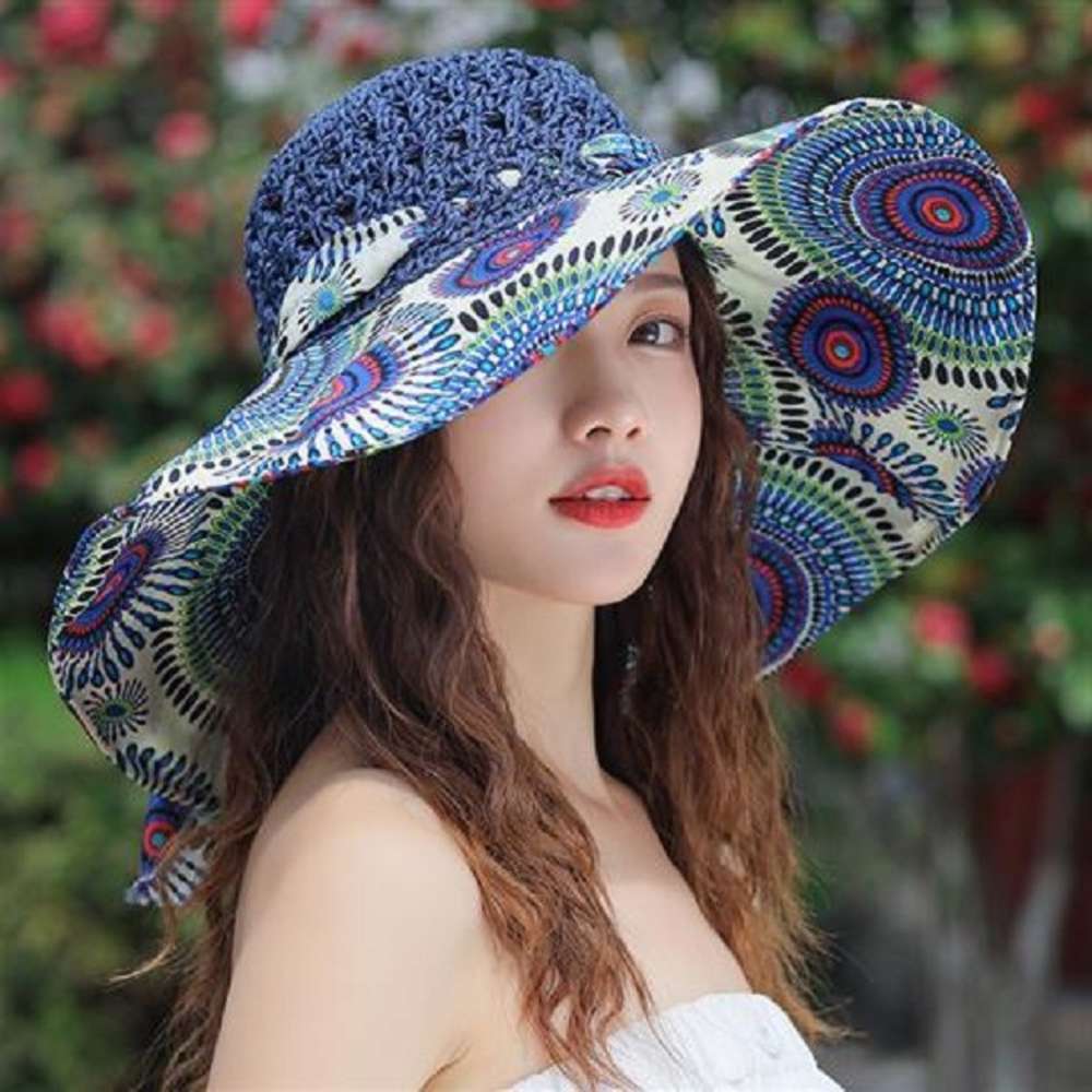 Summer sun hat Korean ultraviolet Big Beach Hat outdoor protection breathable straw, Blue;gray
Summer sun hat Korean ultraviolet Big Beach Hat outdoor protection breathable straw, Blue;gray
