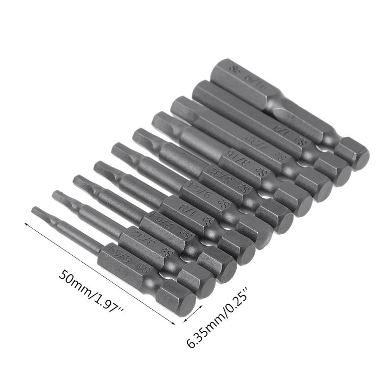 10-piece Magnetic Hexagon Screwdriver Bit S2 Staal 1/4 Inch Hex Shank Screwdriver Drivers Set 50 mm