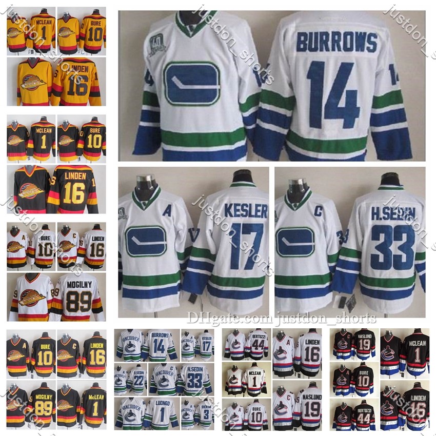 Fashion Retro Vancouver Canucks Jersey 10 Pavel Bure 19 Markus Naslund 1 Kirk Mclean 16 Trevor Linden White Mens Stitched Hockey Jerseys, Black;red
Fashion Retro Vancouver Canucks Jersey 10 Pavel Bure 19 Markus Naslund 1 Kirk Mclean 16 Trevor Linden White Mens Stitched Hockey Jerseys, Black;red