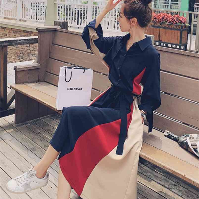 Women Vintage Spring Autumn Elegant Turn Down Collar Full Sleeve Ladies Casual Sashes Hit Color Long Shirt Dress Vestidos 210519, Photo color
Women Vintage Spring Autumn Elegant Turn Down Collar Full Sleeve Ladies Casual Sashes Hit Color Long Shirt Dress Vestidos 210519, Photo color