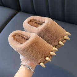 NXY Slippers China Indoor Bedroom Toy Flat Furry Animals Soft Animal Dinosaur Claws Nice Claw Cotton Cute Plush Slipper Kid 220127