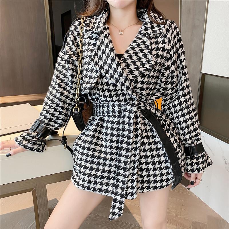 Women's Jackets Houndstooth Woolen Coat 2021 Autumn And Winter Korean Style Temperament Small Tweed Jacket With Sashes, Black;brown
Women's Jackets Houndstooth Woolen Coat 2021 Autumn And Winter Korean Style Temperament Small Tweed Jacket With Sashes, Black;brown