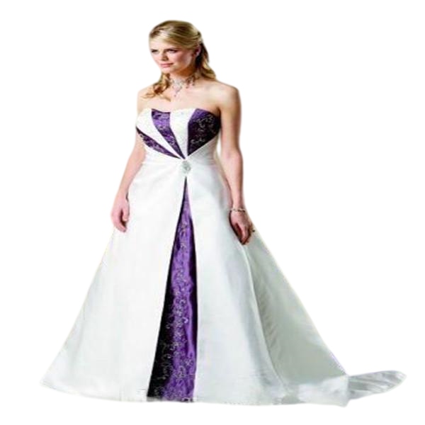 White and purple Embroidery Wedding Dresses vintage strapless stain lace-up corset gothic Country Rustic Bridal Gowns plus size