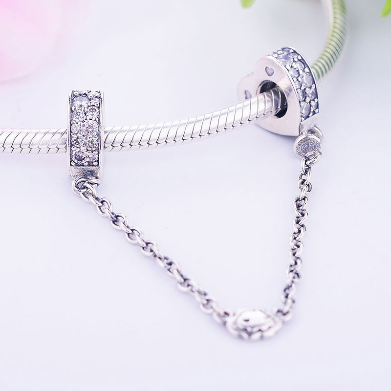 Fit Original Brand Charm Bracelet 925 Sterling Silver Hearts Mixed Cubic Zirconia Safety Chain Beads For Women Jewelry DIY Berloque