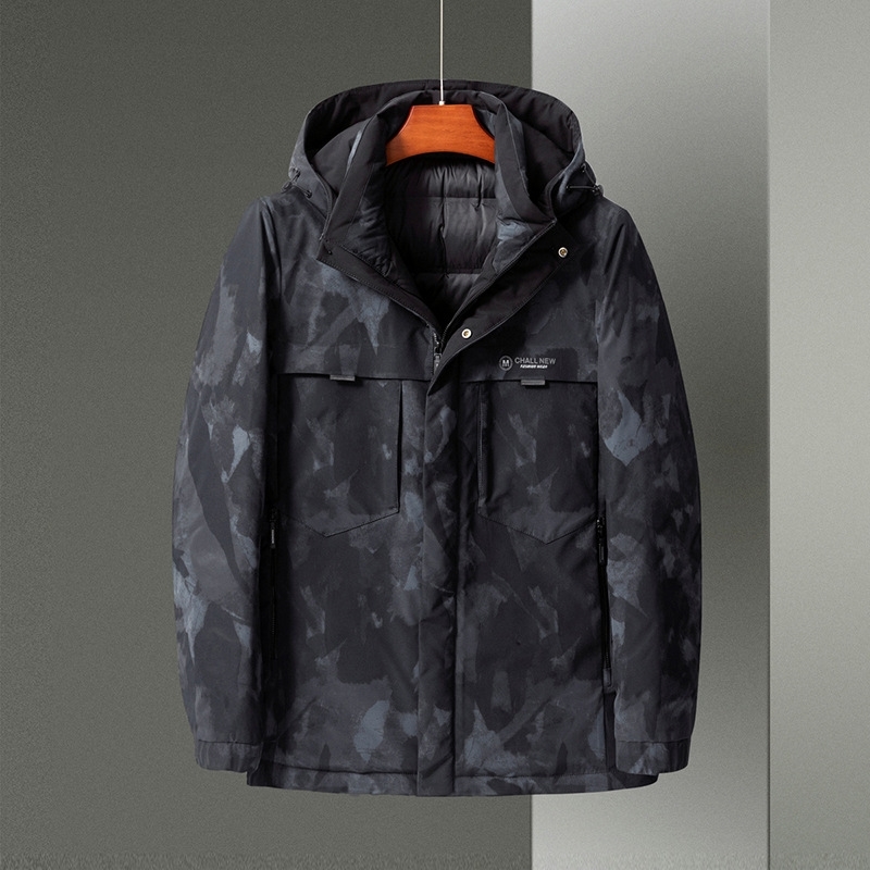 2021 new men's winter trend camouflage hooded down jacket youth thickened, Blue camo 
2021 new men's winter trend camouflage hooded down jacket youth thickened, Blue camo