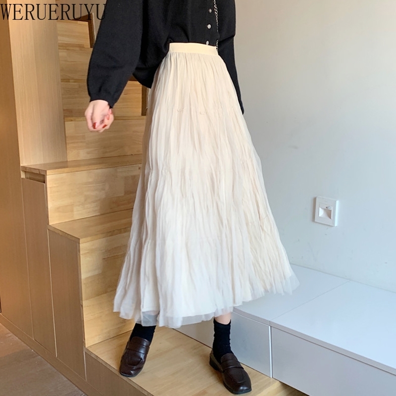 WERUERUYU Tulle Skirt Women Maxi Mesh Skirt Winter Korean Black High Waist Pleated Skirt Female 210608, Photo color
WERUERUYU Tulle Skirt Women Maxi Mesh Skirt Winter Korean Black High Waist Pleated Skirt Female 210608, Photo color