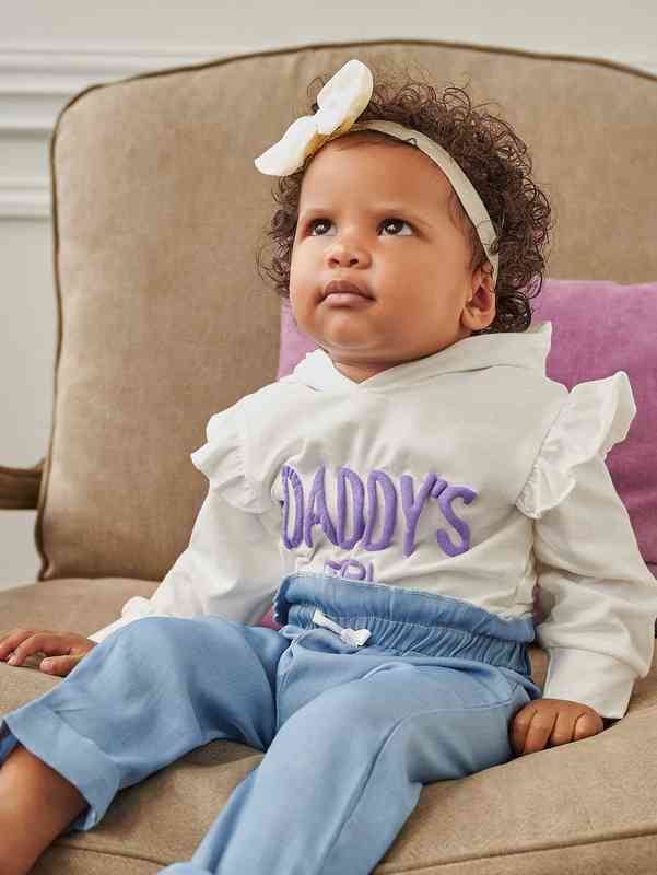 Baby Girl Bow Detail Paper Bag Waist Jeans SHE