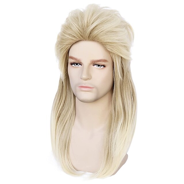 Long Curly Synthetic Cosplay 70s Wig Blonde Simulation Human Hair Wigs Hairpieces for Both Men and Women C951