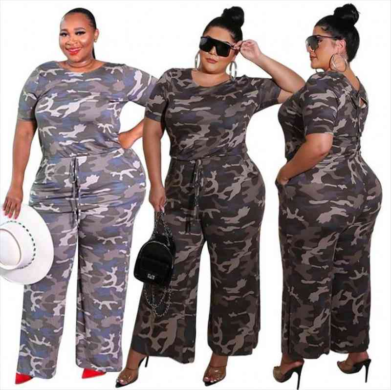fashion camouflage printed women jumpsuit wide leg plus size short sleeves o neck loose ladies rompers summer autumn, Black;white
fashion camouflage printed women jumpsuit wide leg plus size short sleeves o neck loose ladies rompers summer autumn, Black;white