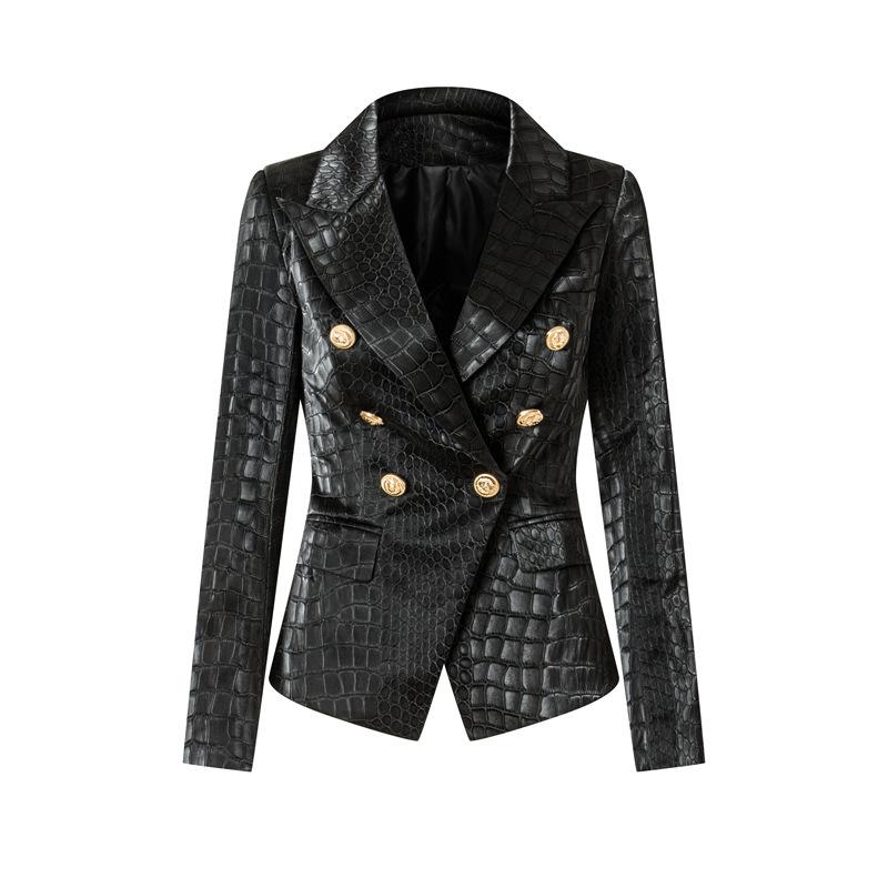 Women' Suits & Blazers Top Luxury Bussiness Crocodile Pattern PU Leather Blazer The Modern Woman Notched Double BreastedGold Buckle Silm Ja, Black
Women' Suits & Blazers Top Luxury Bussiness Crocodile Pattern PU Leather Blazer The Modern Woman Notched Double BreastedGold Buckle Silm Ja, Black