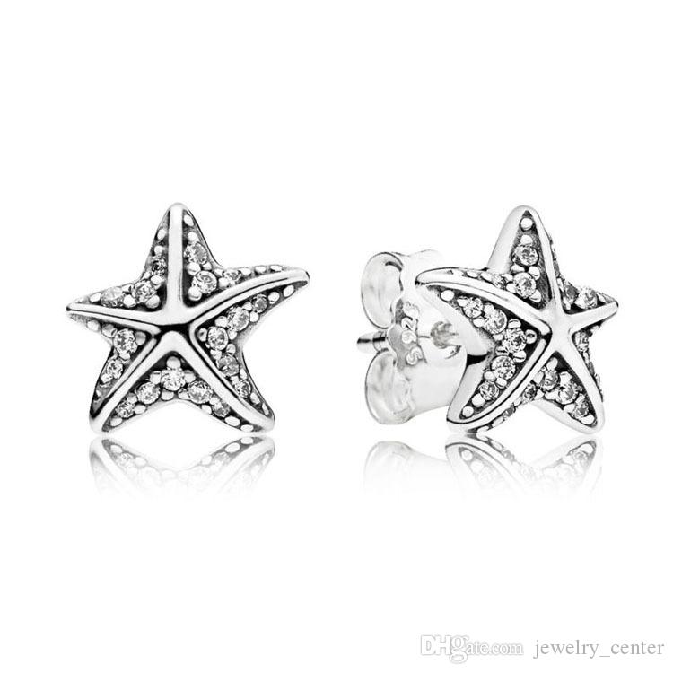 Real 925 Sterling Silver Cute Starfish Stud Earrings Original Box for Pandora CZ Diamond Women Girls Earring Set, Golden;silver
Real 925 Sterling Silver Cute Starfish Stud Earrings Original Box for Pandora CZ Diamond Women Girls Earring Set, Golden;silver