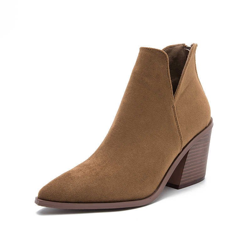 Martin boots women autumn and winter new short skinny boots thick heel pointed fashion women short boots women J250225