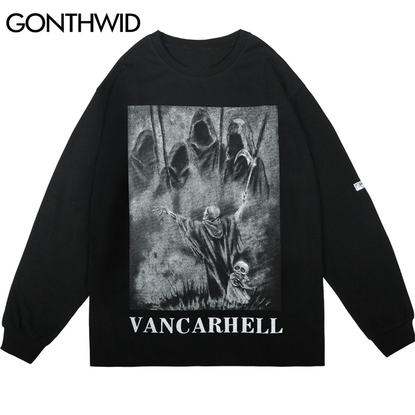 Tees Shirts Streetwear Hip Hop Devil Skull Print Long Sleeve Loose Tshirts Harajuku Punk Rock Gothic Casual Cotton Tops 210602, Black
Tees Shirts Streetwear Hip Hop Devil Skull Print Long Sleeve Loose Tshirts Harajuku Punk Rock Gothic Casual Cotton Tops 210602, Black