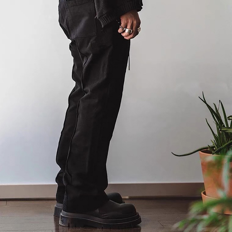 Striped Black Elastic Wasit Loose Flare Pants Men and Women High Street Straight Wide Leg Oversize Casual Trousers