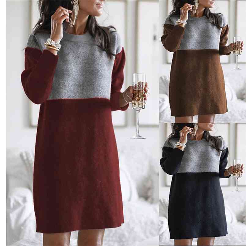 Autumn And Winter Womens Sweater Dresses Stitching Loose Large Size Round Neck Long Sleeve Woman Dress Vestido De Mujer 210517, Black
Autumn And Winter Womens Sweater Dresses Stitching Loose Large Size Round Neck Long Sleeve Woman Dress Vestido De Mujer 210517, Black