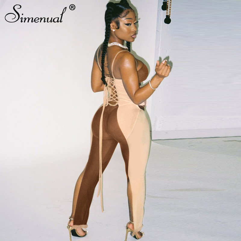 Simenual Patchwork Backless Lace Up Strap Jumpsuits Women Hollow Out Sexy Hot Bodycon Partywear Fashion Club One Piece Jumpsuit, Brown
Simenual Patchwork Backless Lace Up Strap Jumpsuits Women Hollow Out Sexy Hot Bodycon Partywear Fashion Club One Piece Jumpsuit, Brown