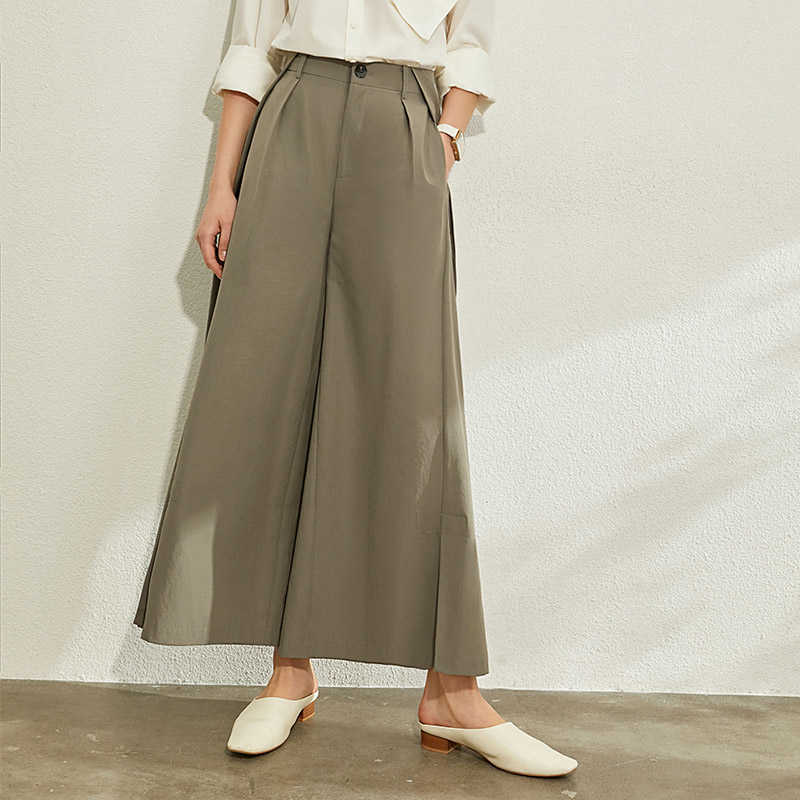 Women Wide Leg Pants Fashion Solid High Waist Loose Pockets Female Casual 12040225 210527
