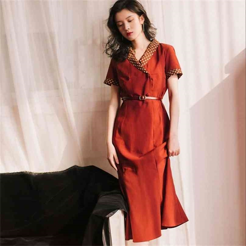 Mid-Calf Trumpet Summer Vestidos Dot Vintage Cotton Long Women Dress Orange Office Lady Short Sleeve Sashes Spring 210603, Blue
Mid-Calf Trumpet Summer Vestidos Dot Vintage Cotton Long Women Dress Orange Office Lady Short Sleeve Sashes Spring 210603, Blue