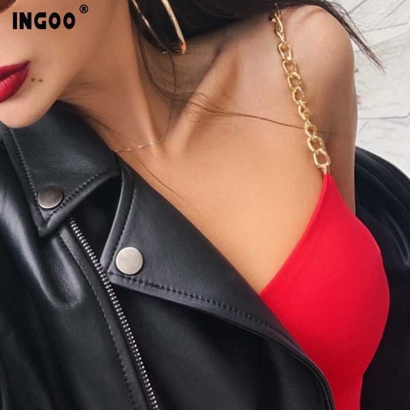 INGOO Summer Sexy Slim Dress Party Night Woman Chain Strap Stylish V Neck White Elegance Bodycon Backless Women Dresses Vestidos 210630