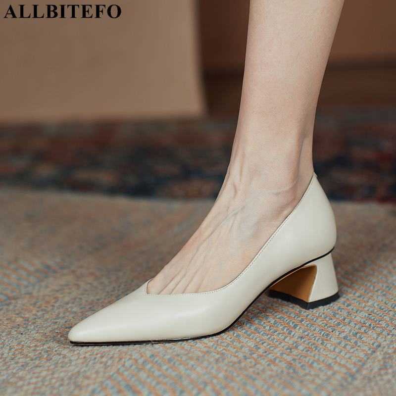 ALLBITEFO soft comfortable genuine leather fashion leisure high heel shoes pointed toe thick heel women heels shoes high heels 210611, As picture
ALLBITEFO soft comfortable genuine leather fashion leisure high heel shoes pointed toe thick heel women heels shoes high heels 210611, As picture