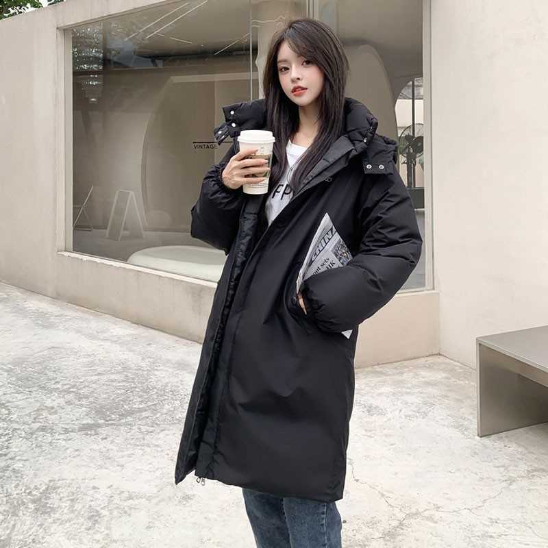 Guilantu Winter Hooded Long Parkas Women Thick Down Cotton Padded Coat Female Casual Loose Puffer Jacket Oversize Overcoat 211008