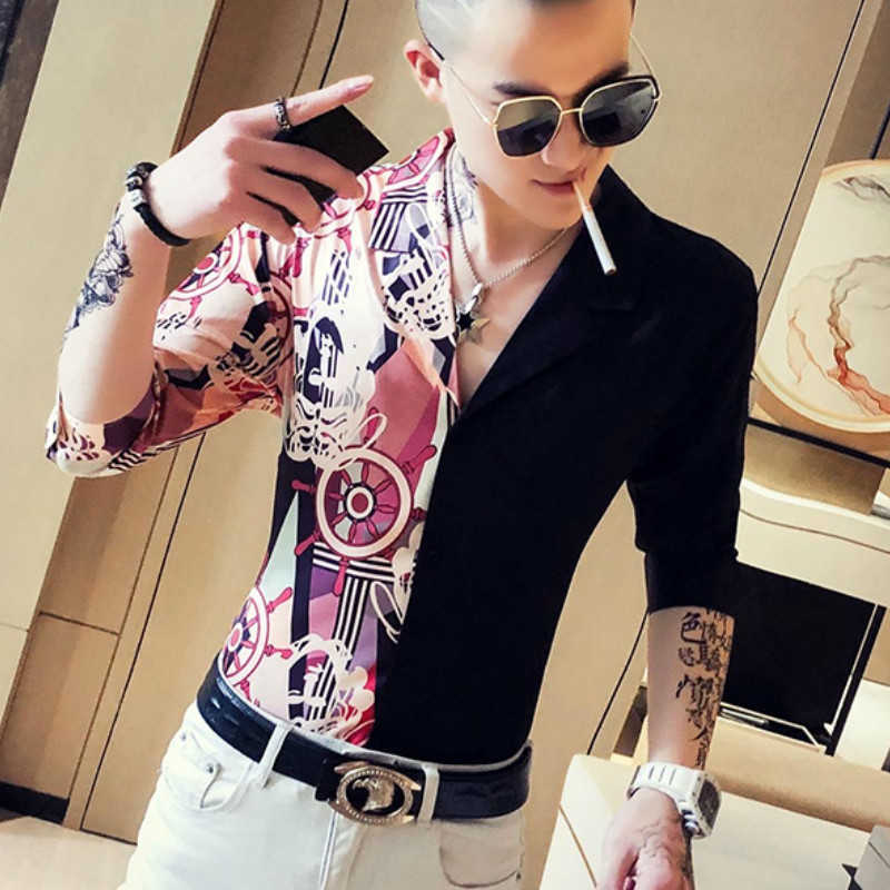 Fashion Stitching Men's Shirts V-neck Short Sleeve Casual Slim Fit Dress Shirts Luxury Streetwear Social Blouse Camisa Homme 210527, Black
Fashion Stitching Men's Shirts V-neck Short Sleeve Casual Slim Fit Dress Shirts Luxury Streetwear Social Blouse Camisa Homme 210527, Black