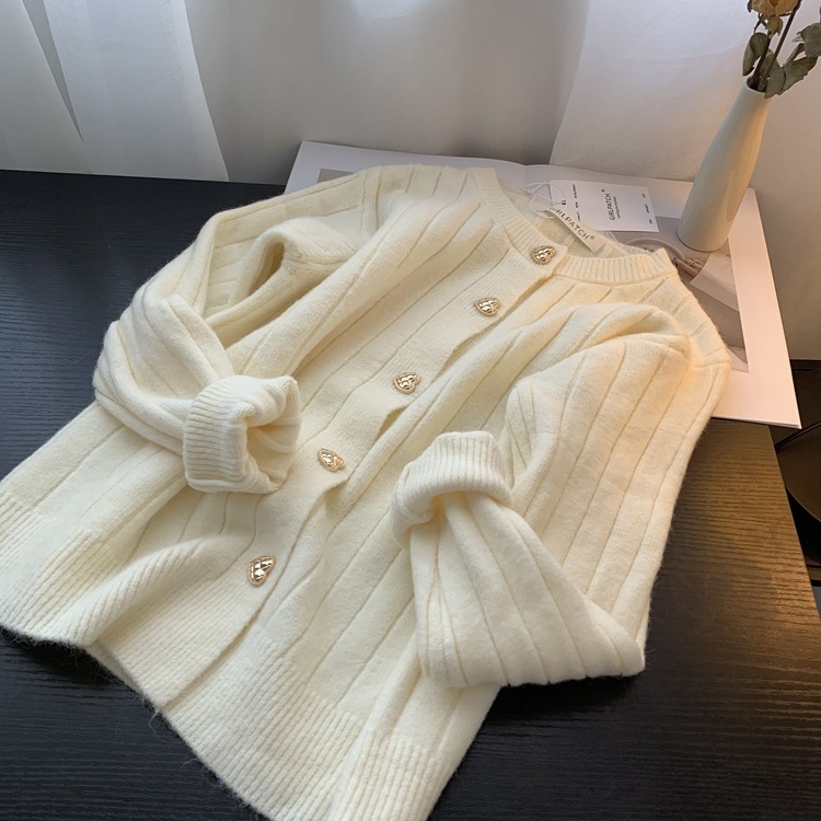 Korean Fashion Women Cardigan Sweet Button Striped Sweater Coat Female Casual All Match Knitted Jumper Kardigany 210519