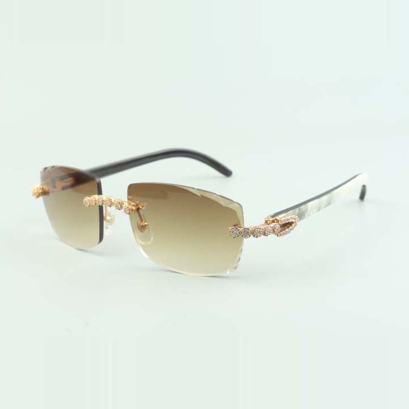 Bouquet Dia buffs Sunglasses 3524015 with Natural mixed buffalo horn glasses and cut Lens 3.0 Thickness