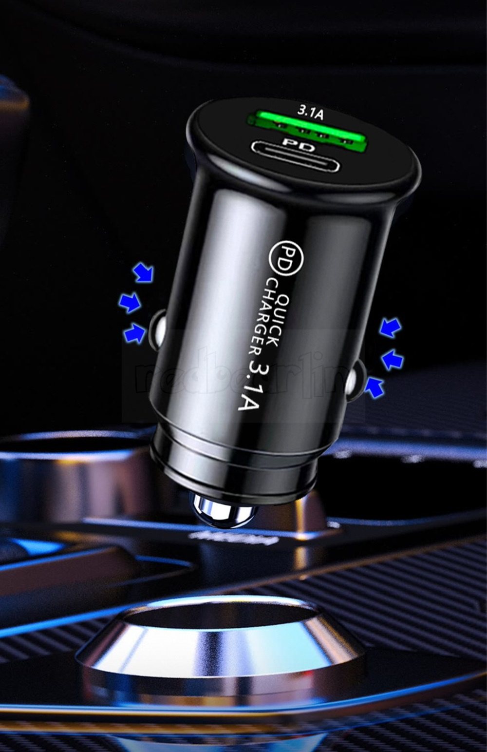 3.1A High Speed Dual Ports PD Car Charger USB-C Type c Car Chargers AutoPower Adapters Chargers For Ipad Iphone x xr 11 12 13 14 15 Samsung htc androi
